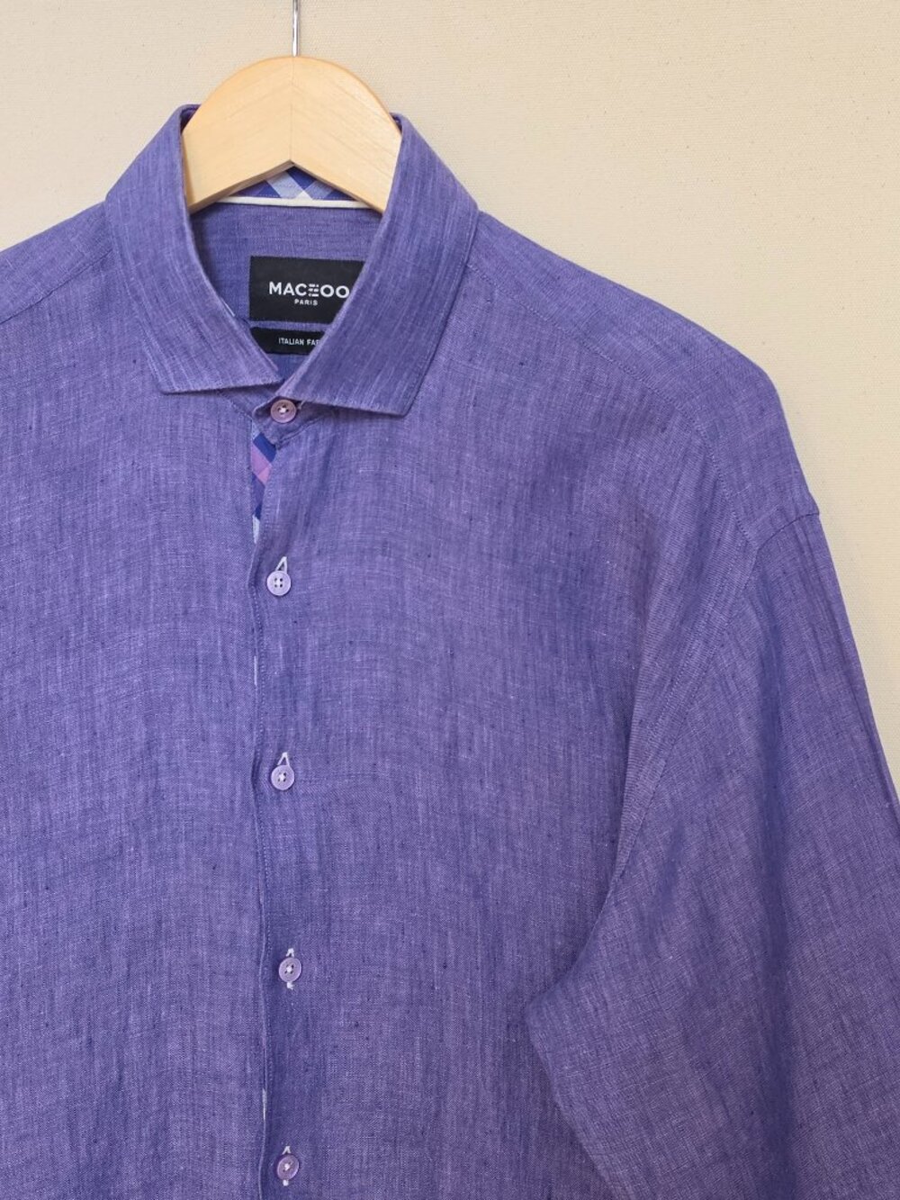 Maceoo Vogue Linen Purple Button Down 4 L